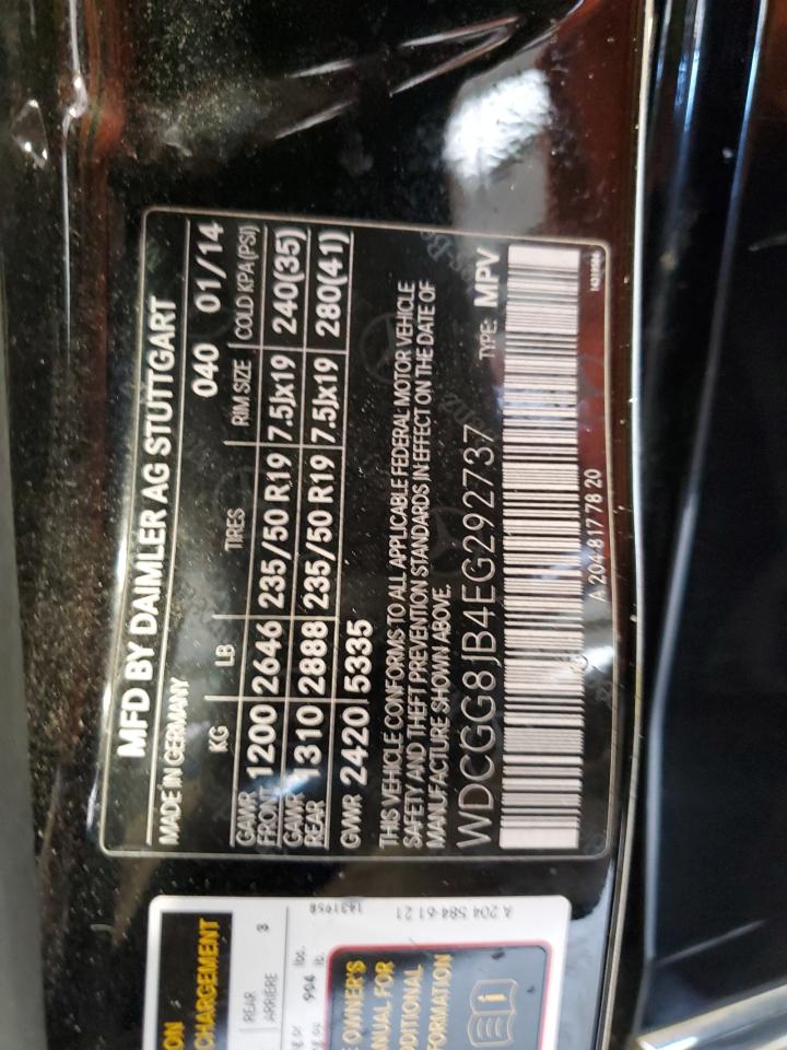 2014 Mercedes-Benz Glk 350 4Matic VIN: WDCGG8JB4EG292737 Lot: 69023664