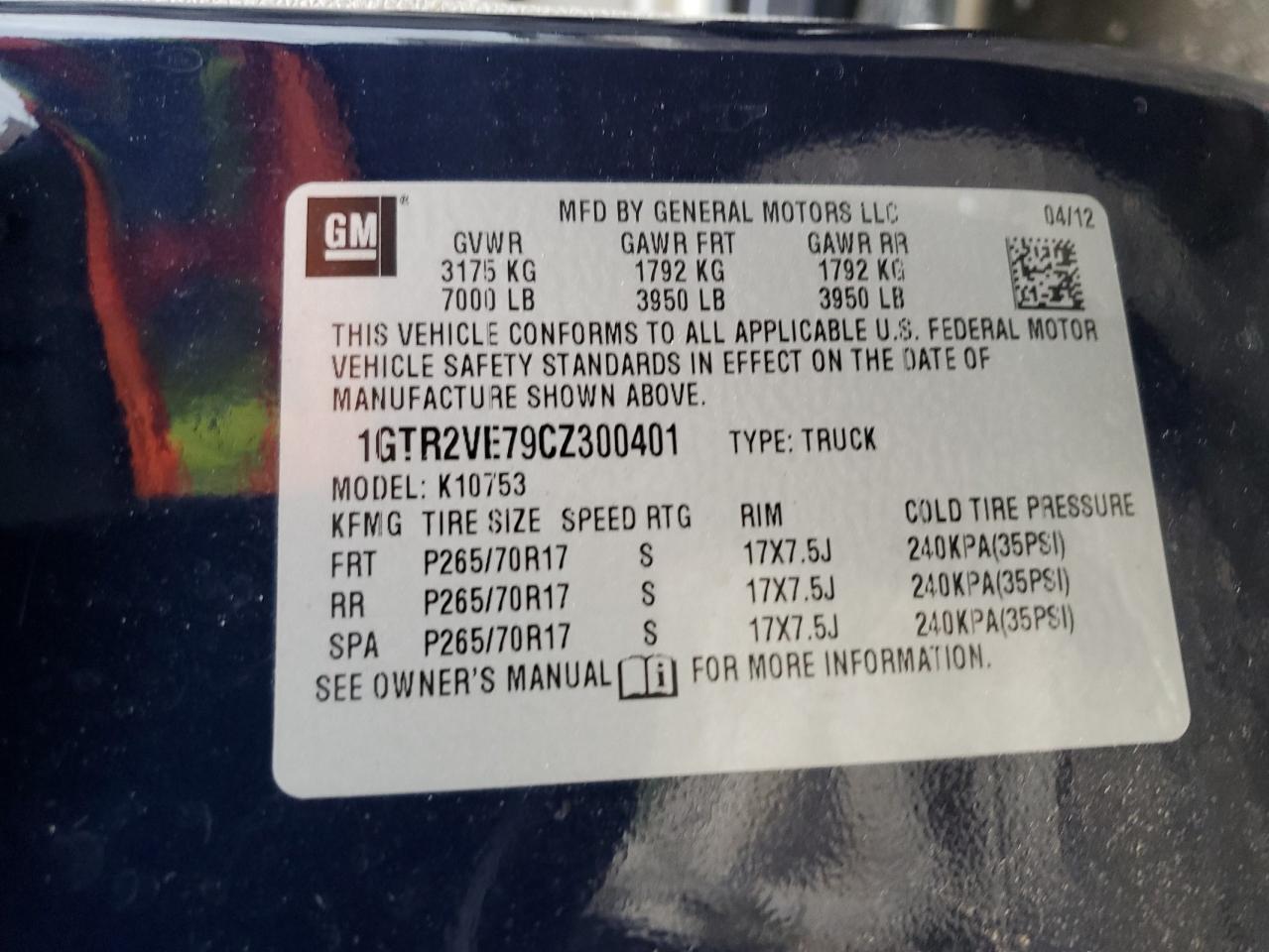 2012 GMC Sierra K1500 Sle VIN: 1GTR2VE79CZ300401 Lot: 66504974