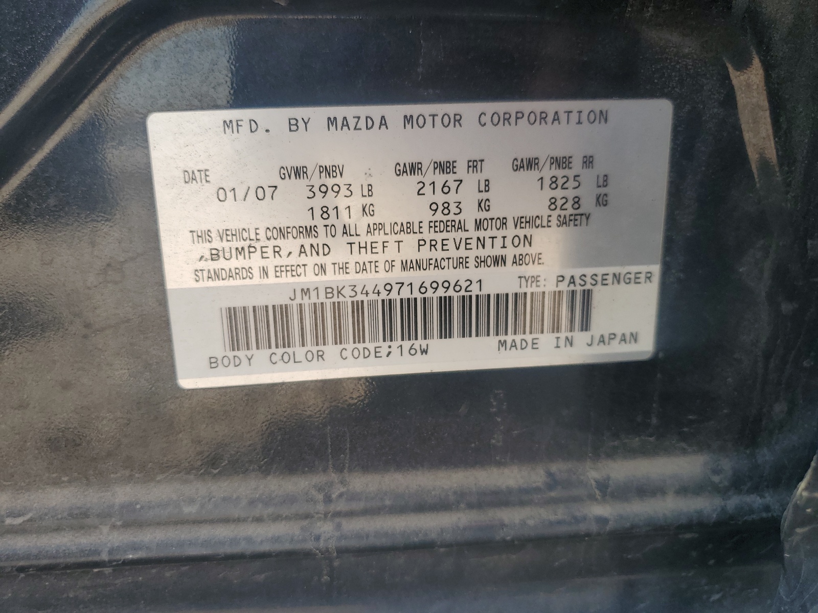 JM1BK344971699621 2007 Mazda 3 Hatchback