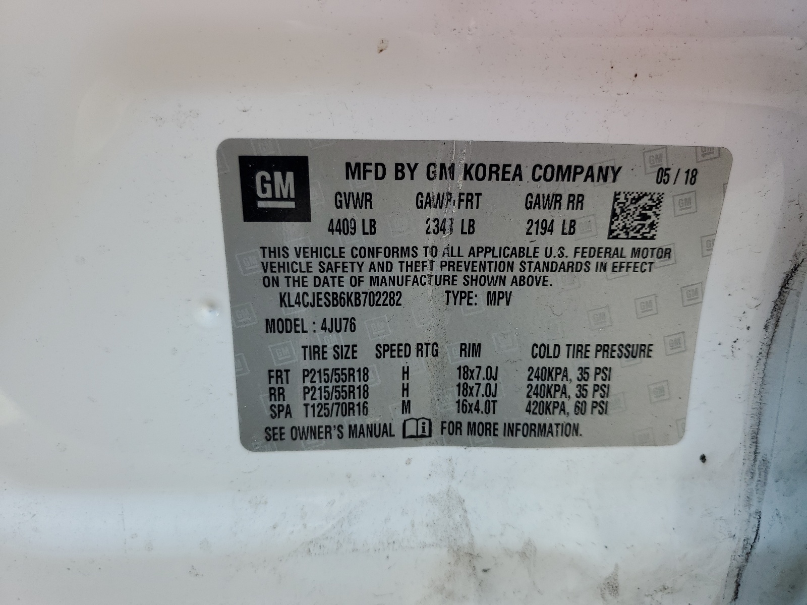 KL4CJESB6KB702282 2019 Buick Encore Preferred