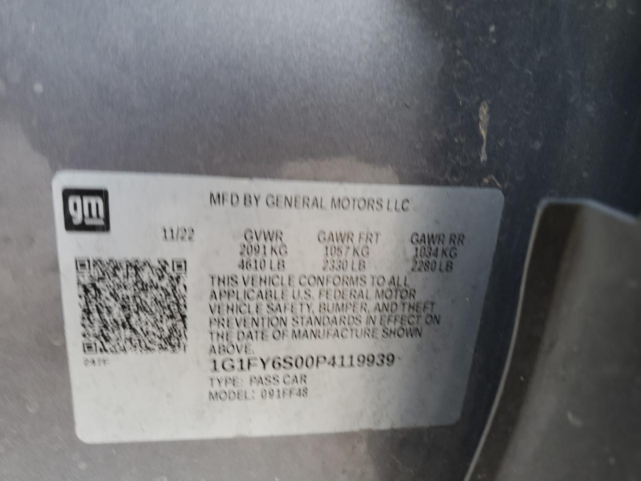 1G1FY6S00P4119939 2023 Chevrolet Bolt Euv Lt