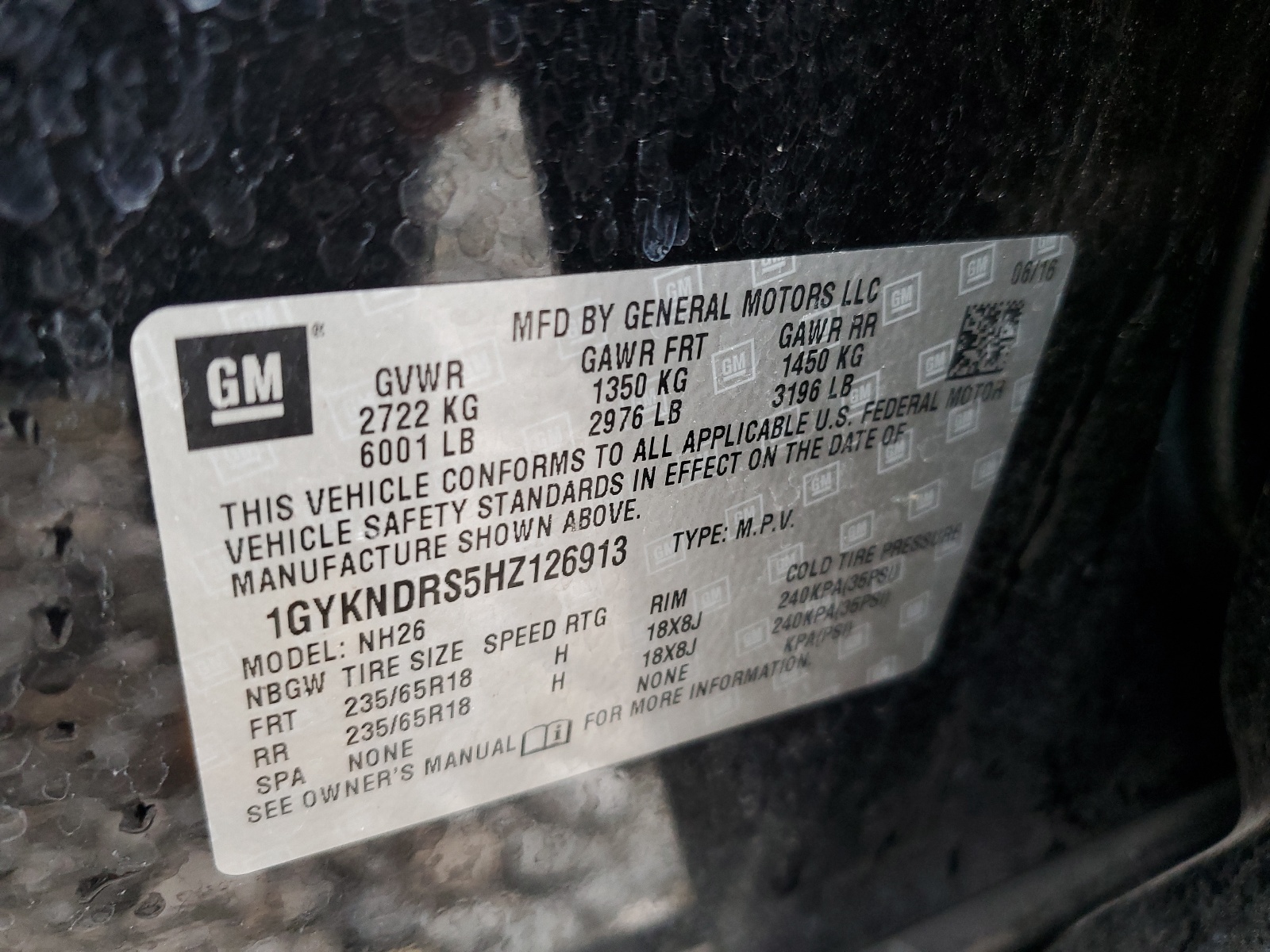 1GYKNDRS5HZ126913 2017 Cadillac Xt5 Luxury