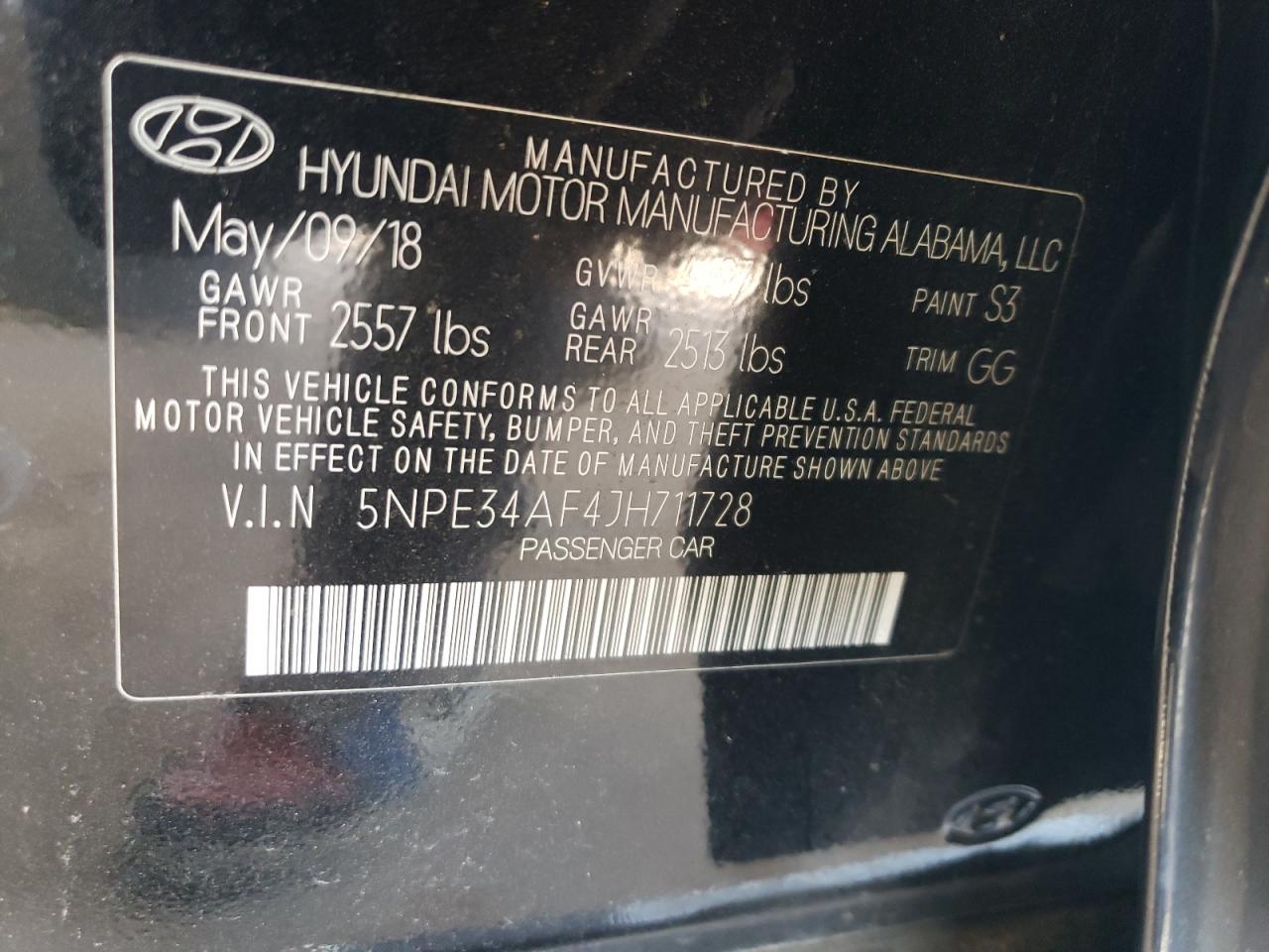 5NPE34AF4JH711728 2018 Hyundai Sonata Sport