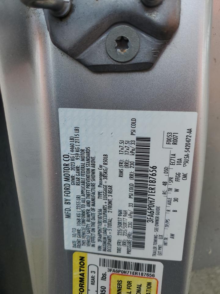 2014 Ford Fusion Se VIN: 3FA6P0H71ER187656 Lot: 66416664