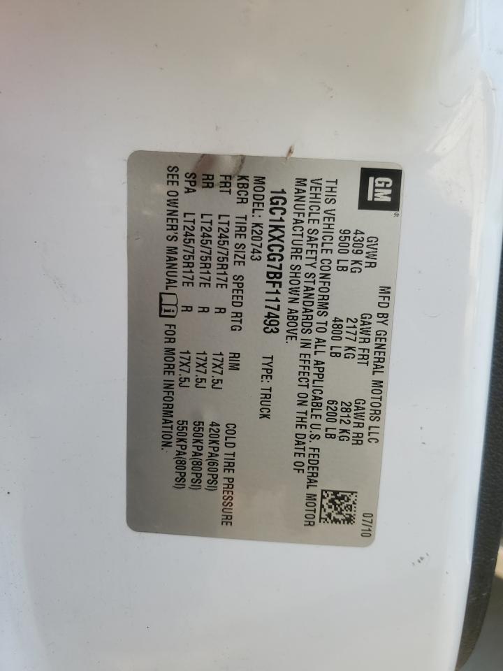 2011 Chevrolet Silverado K2500 Heavy Duty Lt VIN: 1GC1KXCG7BF117493 Lot: 69022524