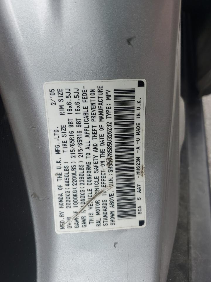 2005 Honda Cr-V Lx VIN: SHSRD78585U326232 Lot: 64618074