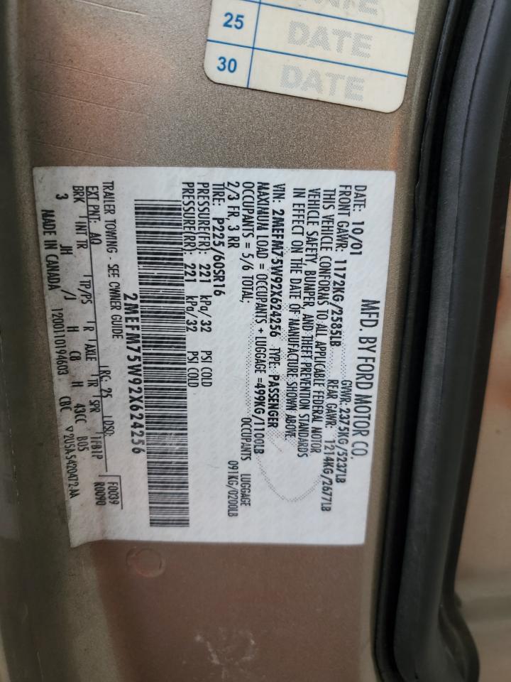 2002 Mercury Grand Marquis Ls VIN: 2MEFM75W92X624256 Lot: 66961684