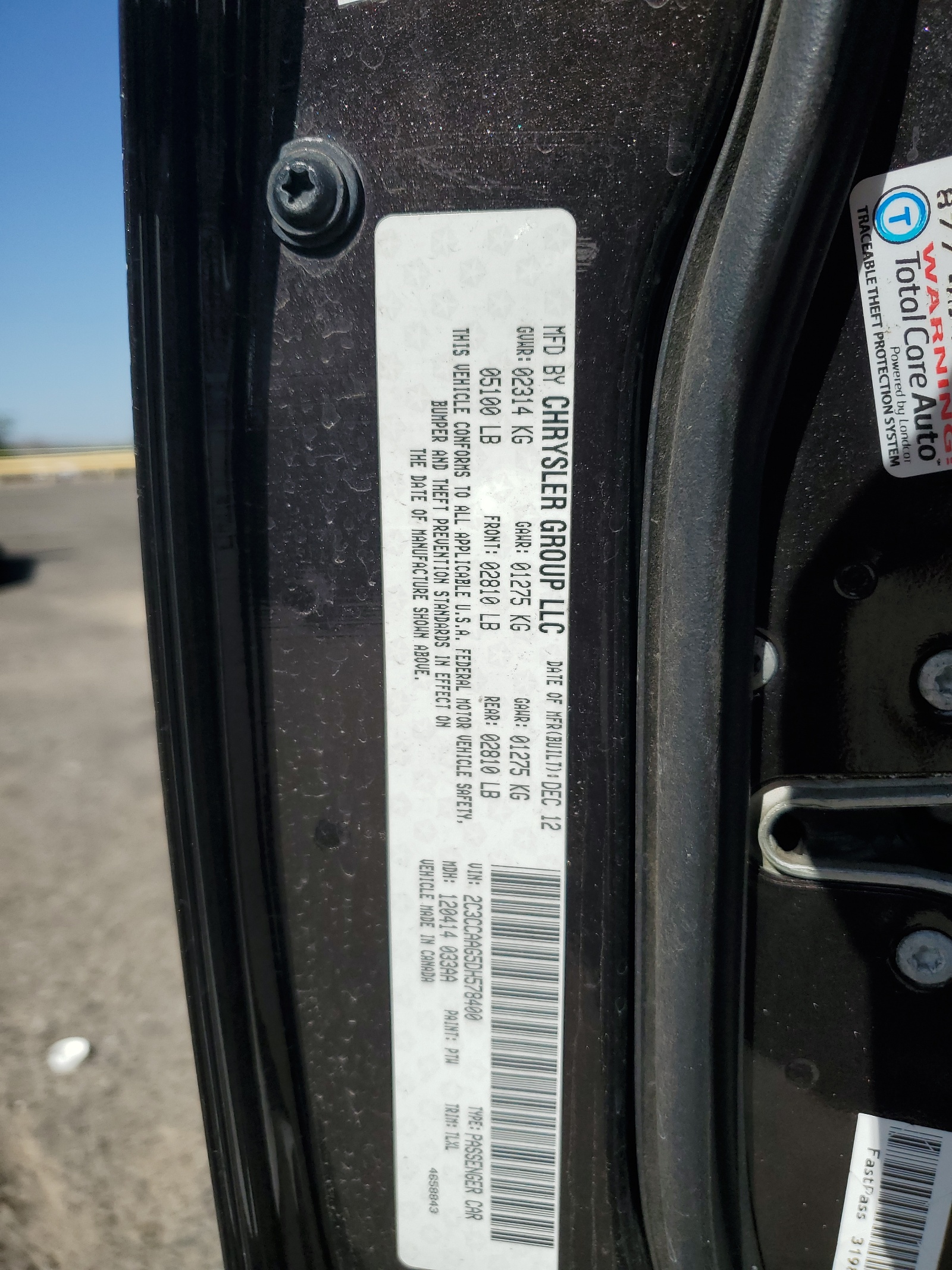 2C3CCAAG5DH578400 2013 Chrysler 300