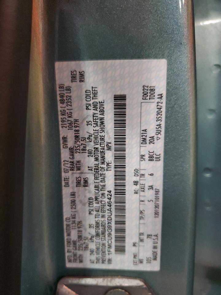 2013 Ford Escape Se VIN: 1FMCU9G9XDUA46424 Lot: 65984564