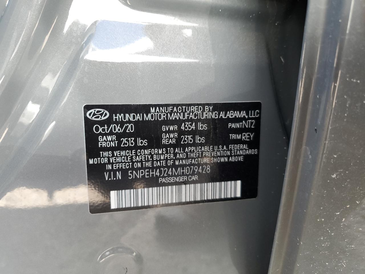 2021 Hyundai Sonata Limited VIN: 5NPEH4J24MH079428 Lot: 66025654