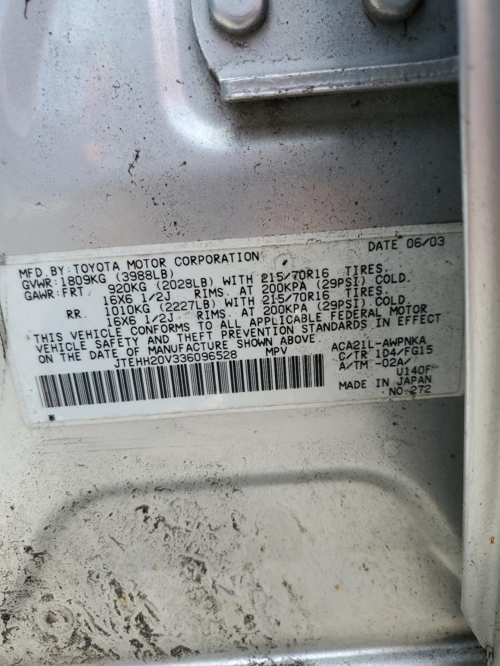 2003 Toyota Rav4 VIN: JTEHH20V336096528 Lot: 68096084