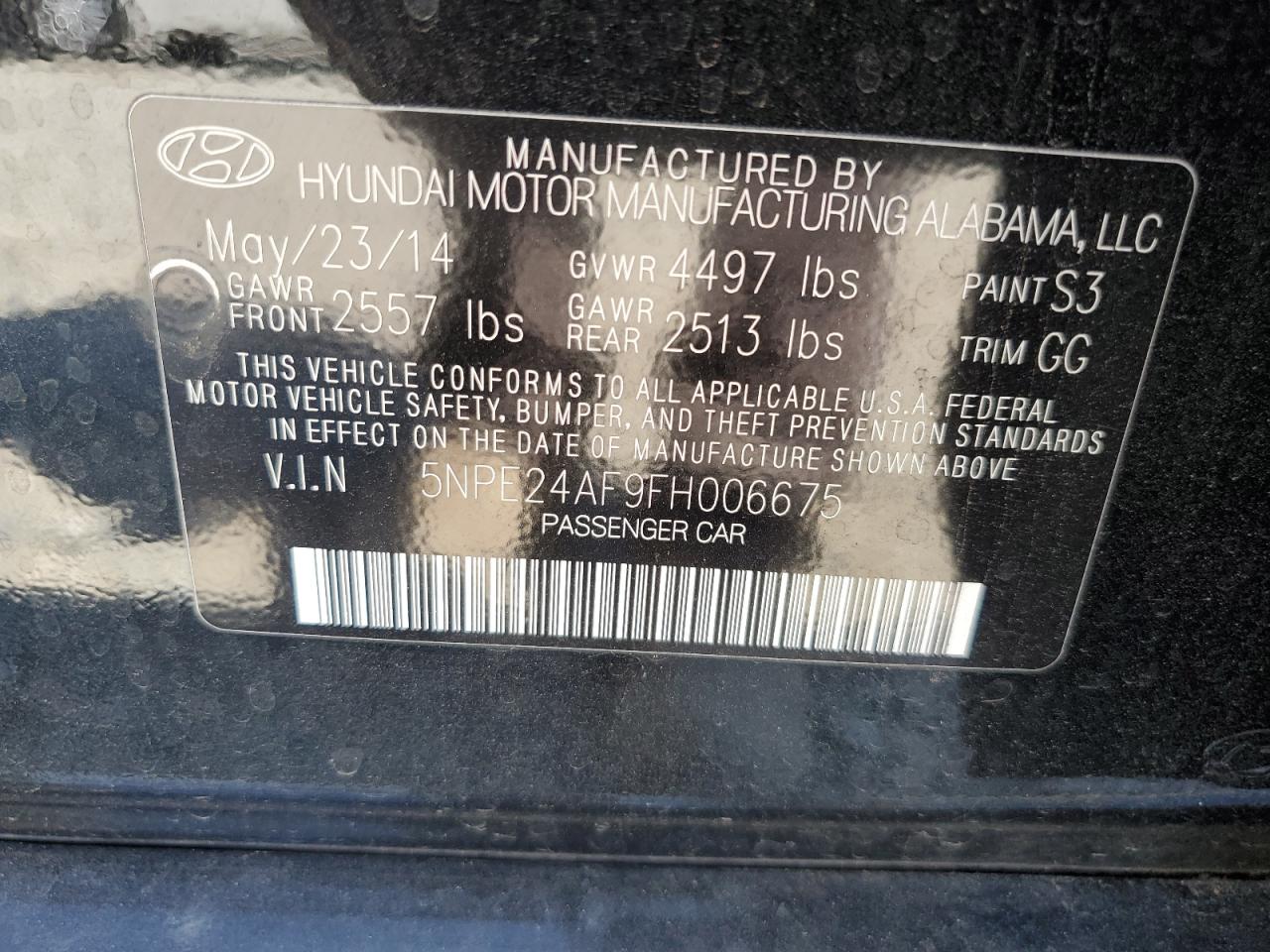 2015 Hyundai Sonata Se VIN: 5NPE24AF9FH006675 Lot: 65865684