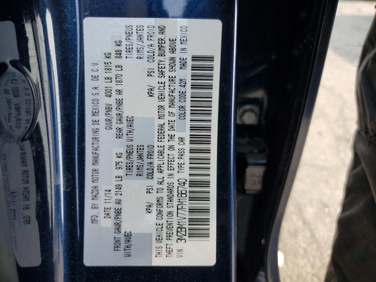 2015 Mazda 3 Touring VIN: 3MZBM1V77FM166740 Lot: 65387574