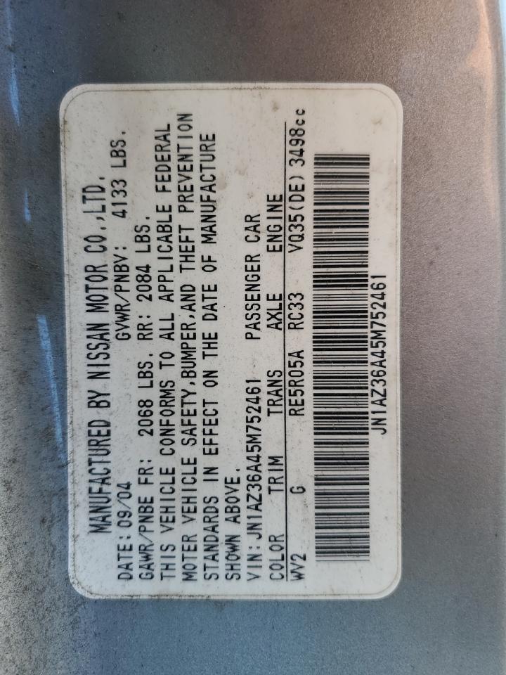 2005 Nissan 350Z Roadster VIN: JN1AZ36A45M752461 Lot: 68079294