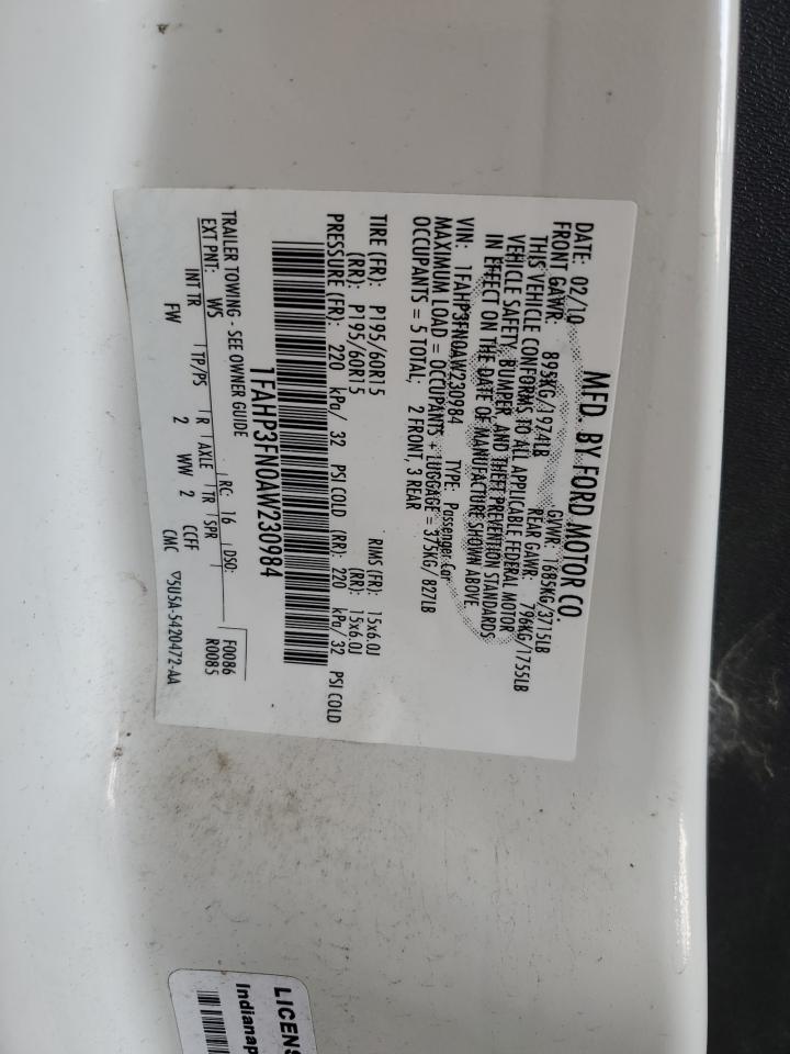 1FAHP3FN0AW230984 2010 Ford Focus Se