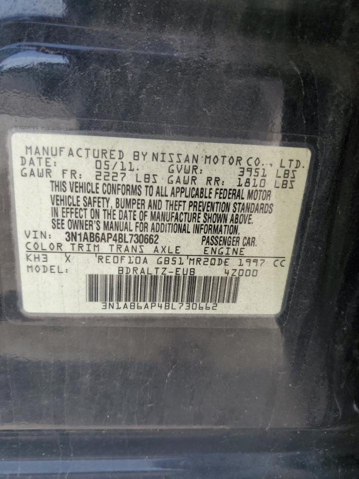 2011 Nissan Sentra 2.0 VIN: 3N1AB6AP4BL730662 Lot: 65629474