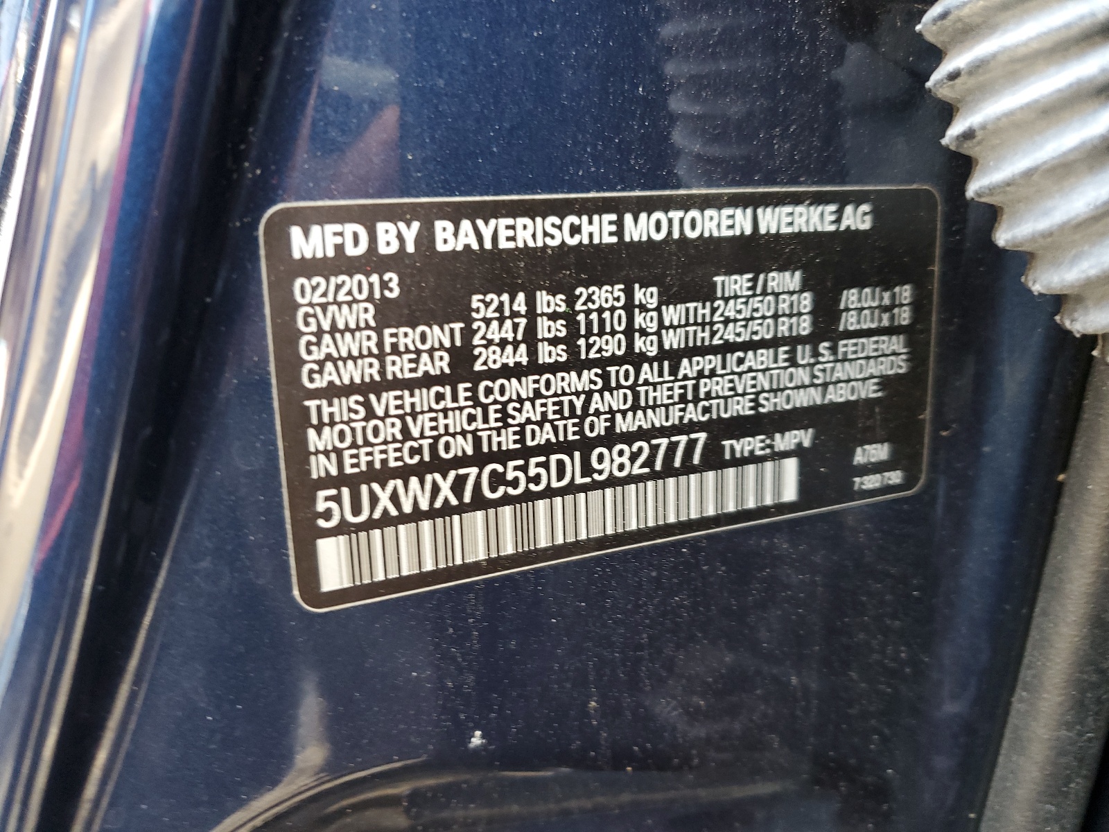 5UXWX7C55DL982777 2013 BMW X3 xDrive35I