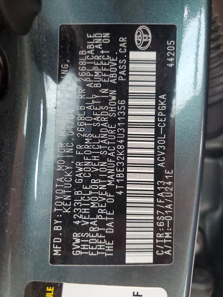 2004 Toyota Camry Le VIN: 4T1BE32K84U311356 Lot: 65962024