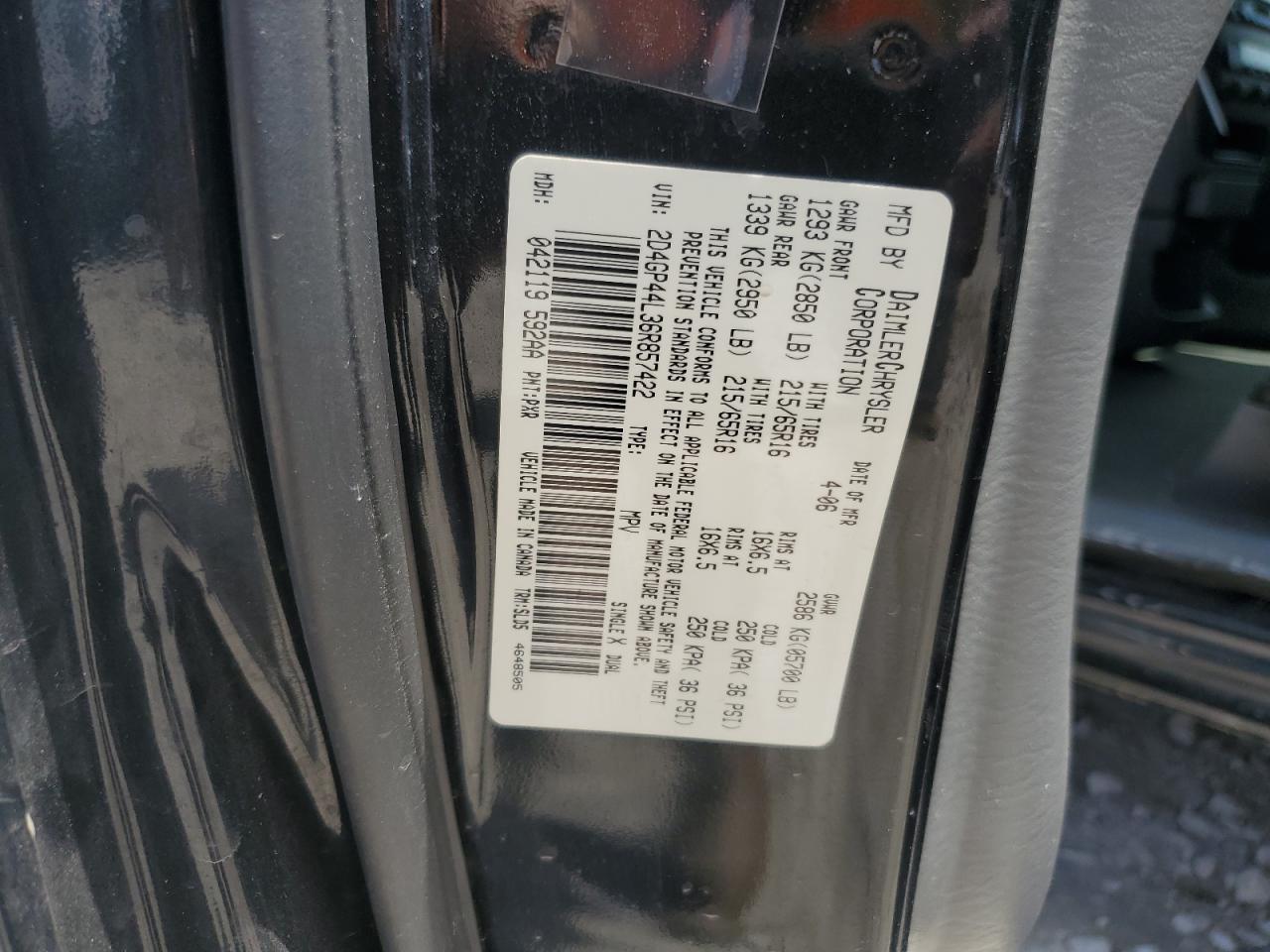 2006 Dodge Grand Caravan Sxt VIN: 2D4GP44L36R857422 Lot: 65916014