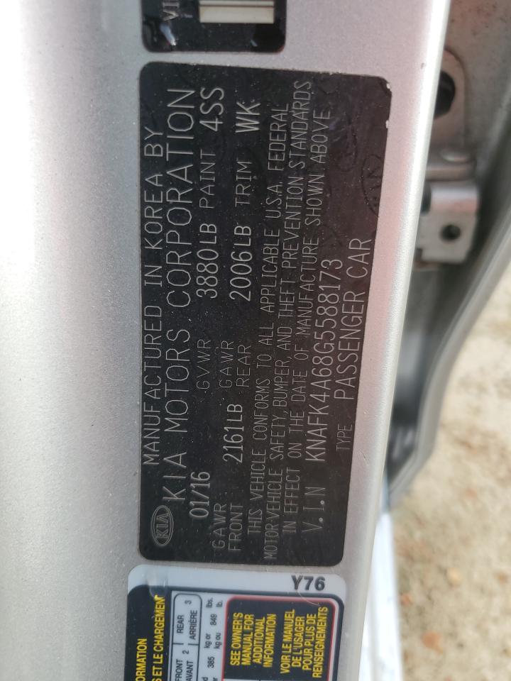 2016 Kia Forte Lx VIN: KNAFK4A68G5588173 Lot: 68710274