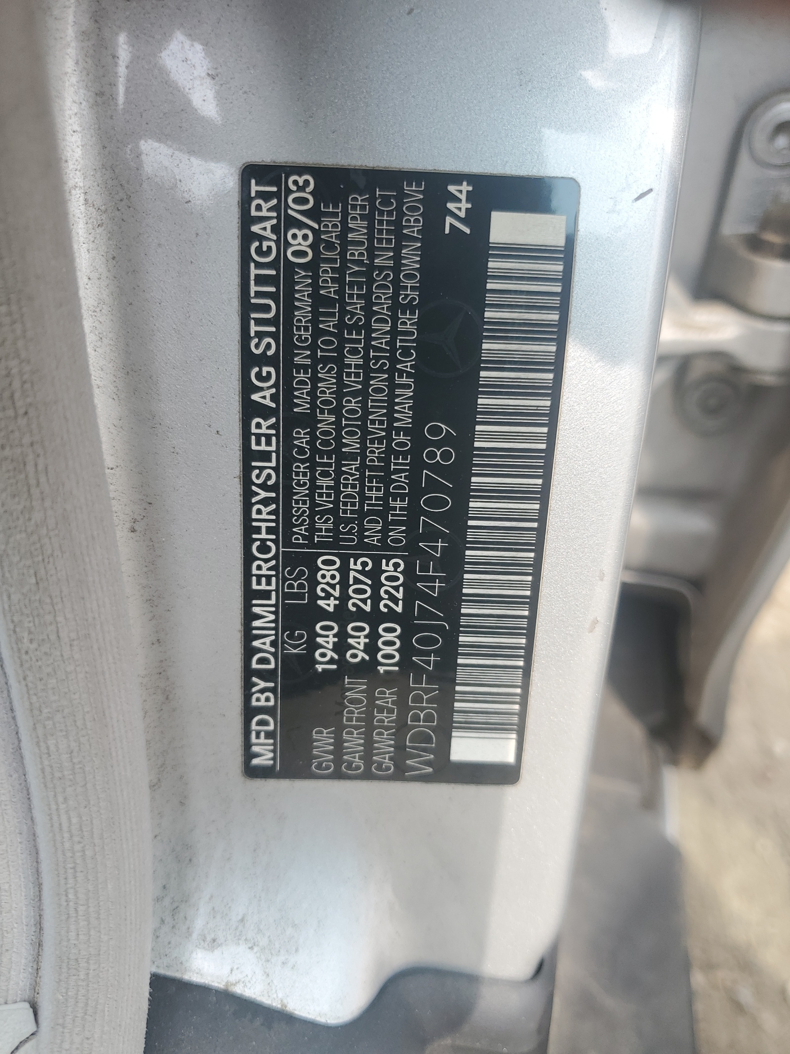 WDBRF40J74F470789 2004 Mercedes-Benz C 230K Sport Sedan