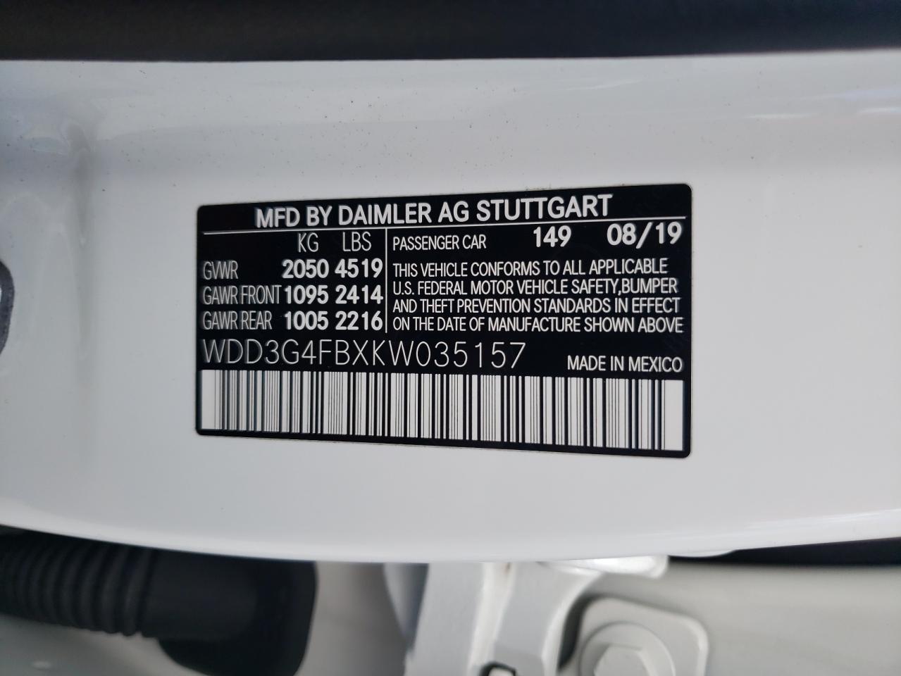 WDD3G4FBXKW035157 2019 Mercedes-Benz A 220 4Matic