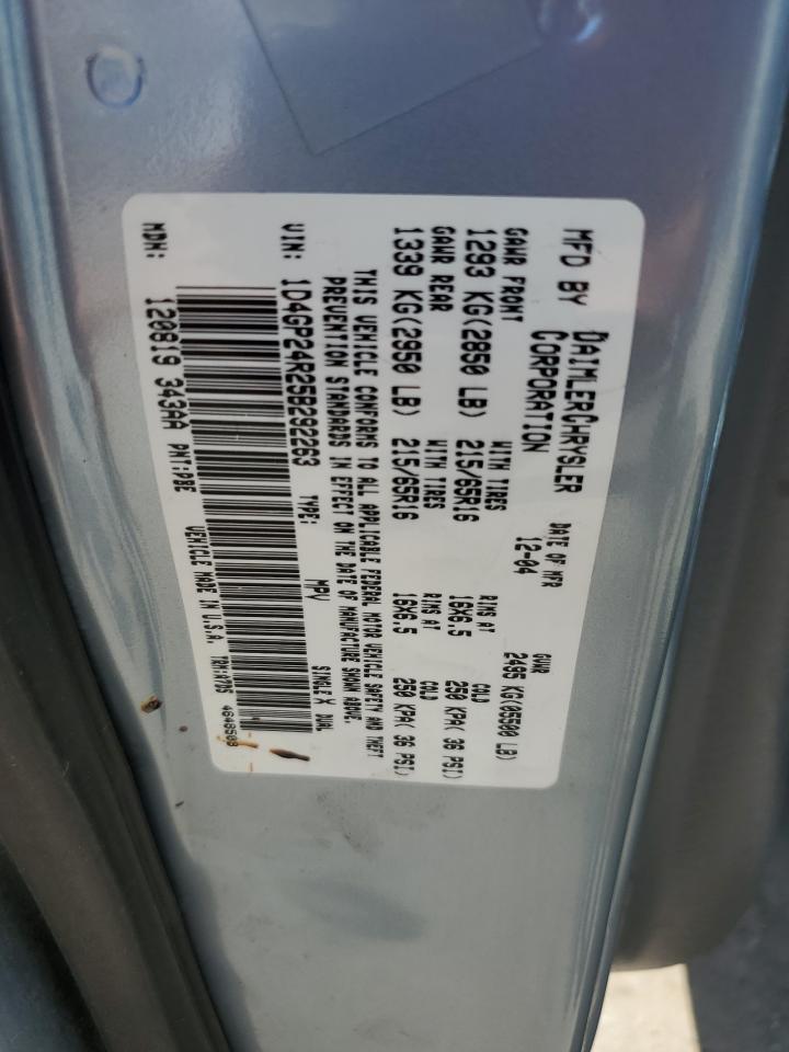 2005 Dodge Grand Caravan Se VIN: 1D4GP24R25B292263 Lot: 67937334