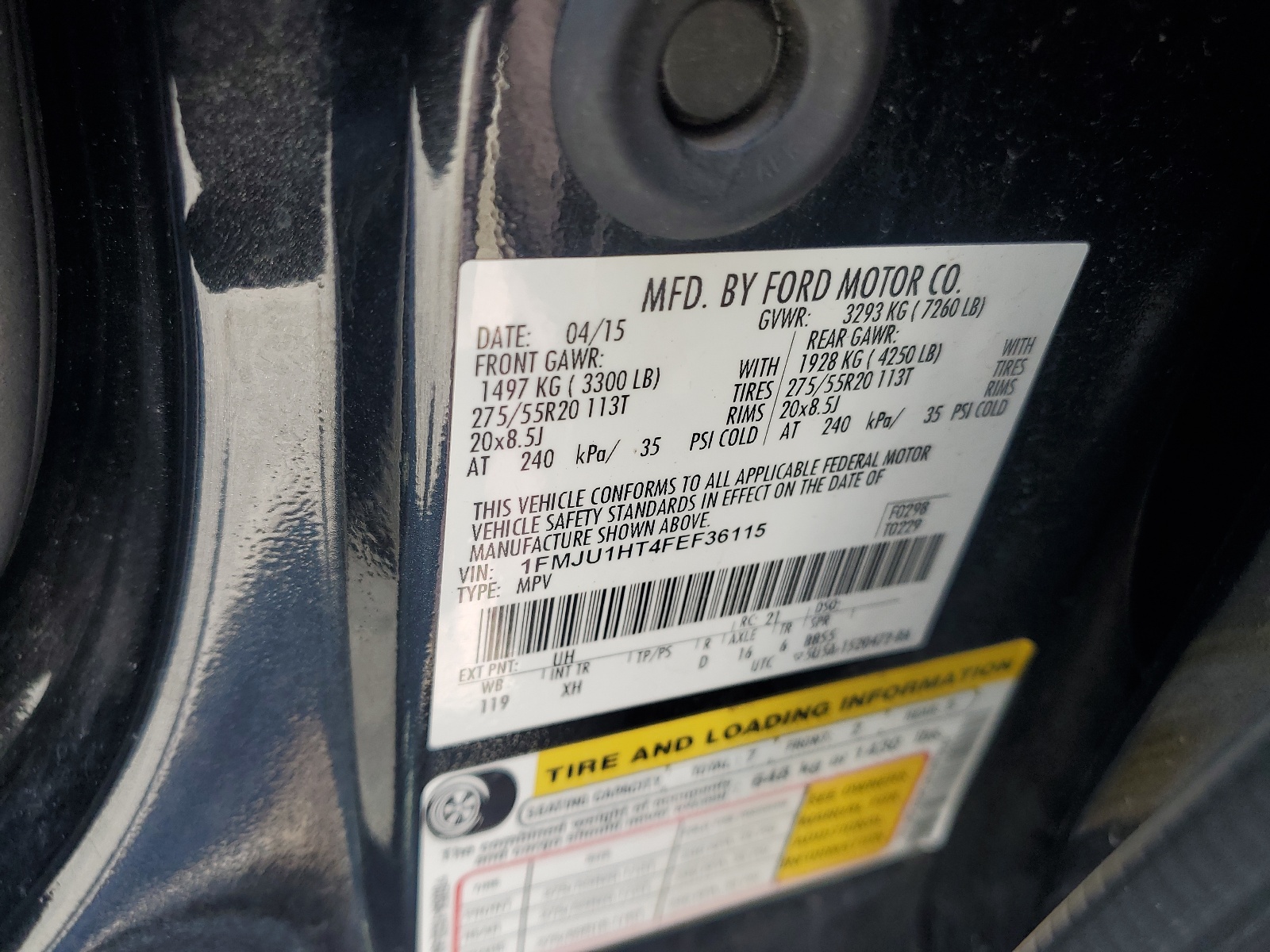 1FMJU1HT4FEF36115 2015 Ford Expedition Xlt