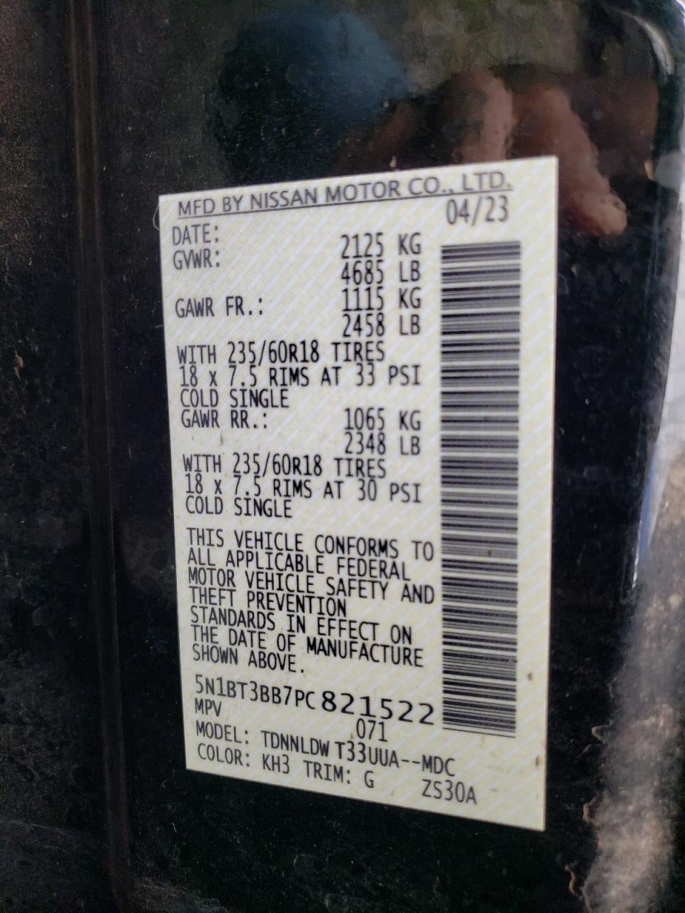 5N1BT3BB7PC821522 2023 Nissan Rogue Sv