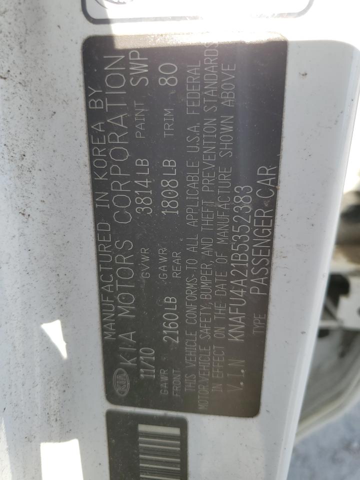 2011 Kia Forte Ex VIN: KNAFU4A21B5352383 Lot: 67413864