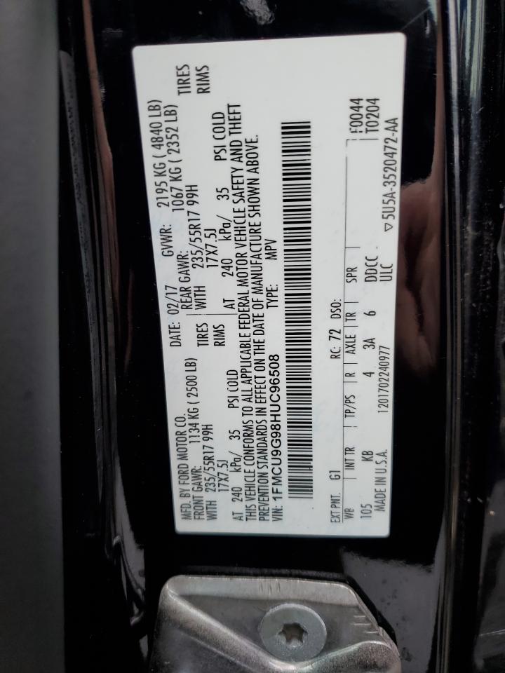 2017 Ford Escape Se VIN: 1FMCU9G98HUC96508 Lot: 67337704