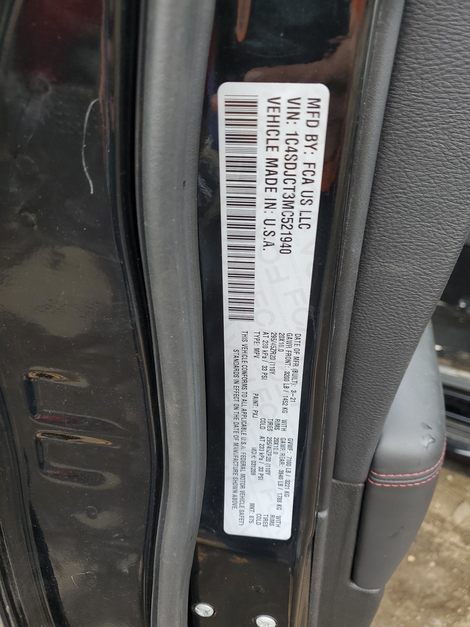 1C4SDJCT3MC521940 2021 Dodge Durango R/T