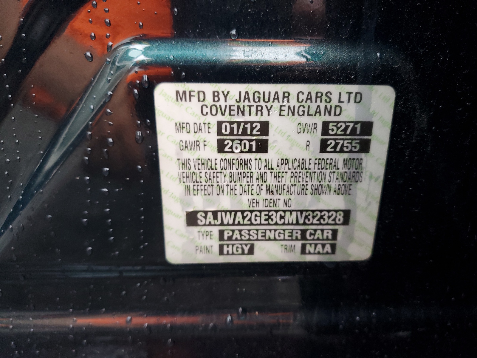 SAJWA2GE3CMV32328 2012 Jaguar Xjl Supercharged