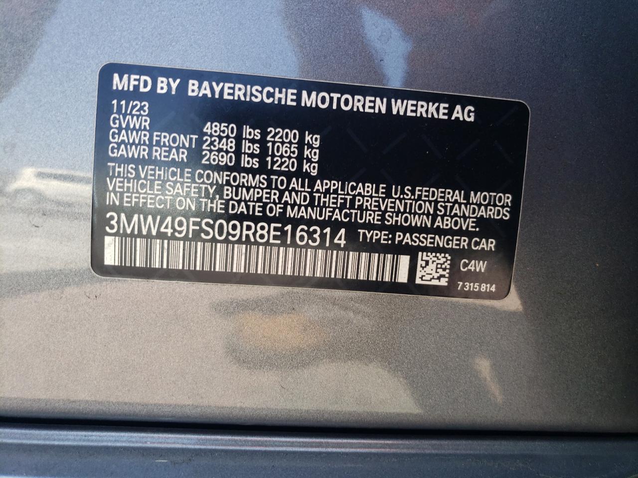 3MW49FS09R8E16314 2024 BMW M340I