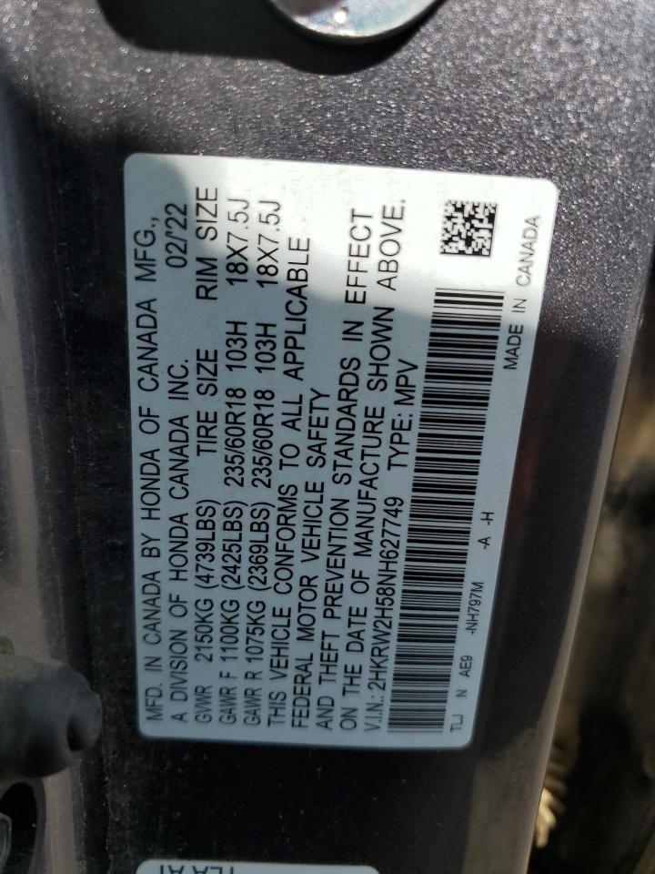 2022 Honda Cr-V Ex VIN: 2HKRW2H58NH627749 Lot: 65835124