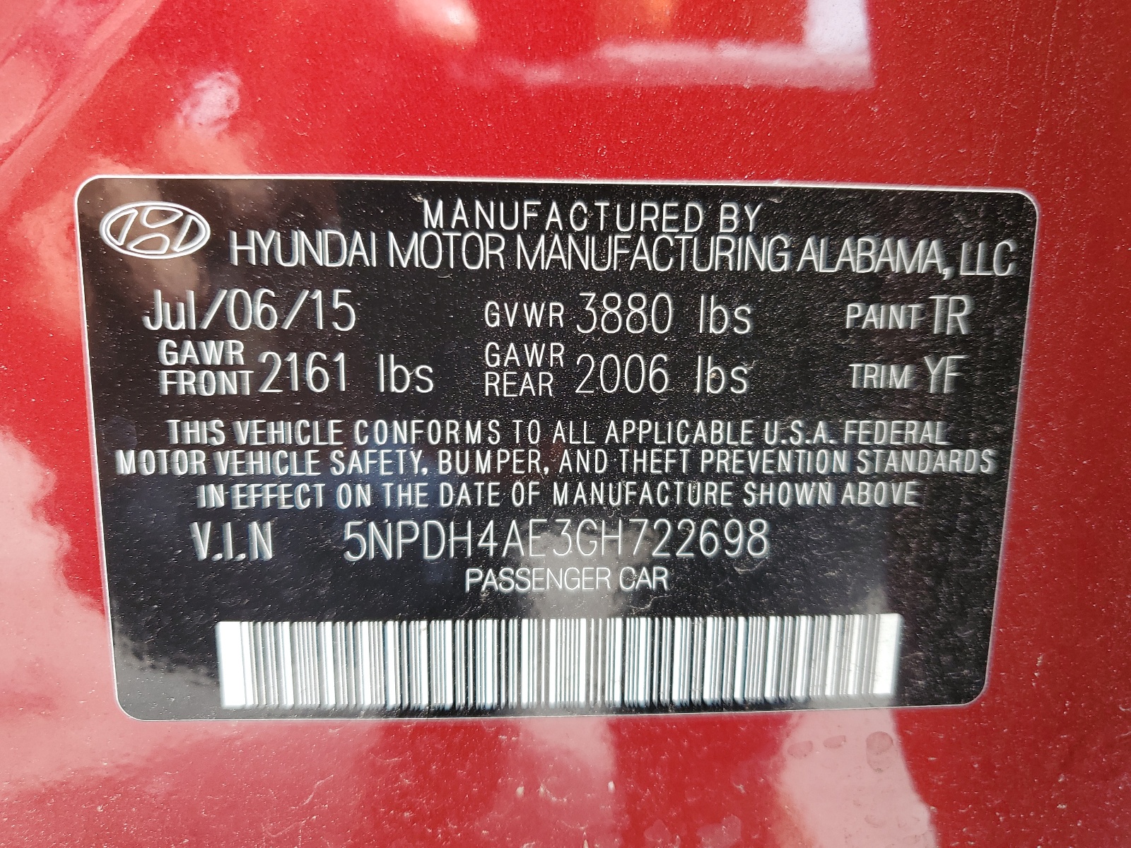 5NPDH4AE3GH722698 2016 Hyundai Elantra Se