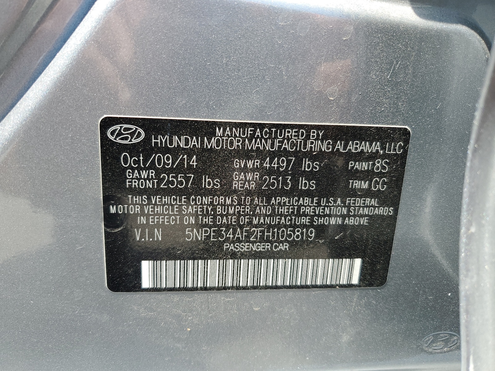 5NPE34AF2FH105819 2015 Hyundai Sonata Sport