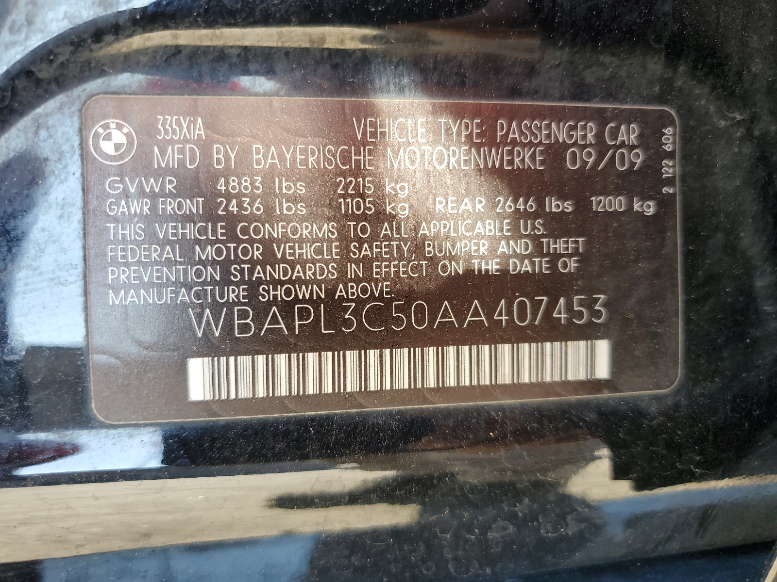 WBAPL3C50AA407453 2010 BMW 335 Xi