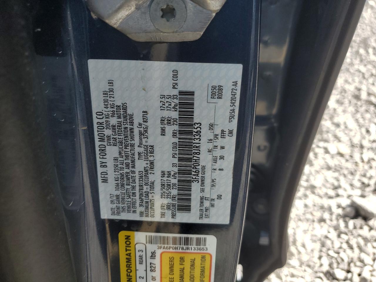 3FA6P0H78JR133653 2018 FORD FUSION - Image 12