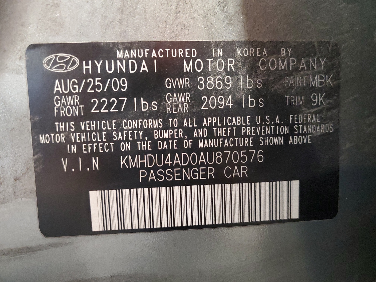 KMHDU4AD0AU870576 2010 Hyundai Elantra Blue