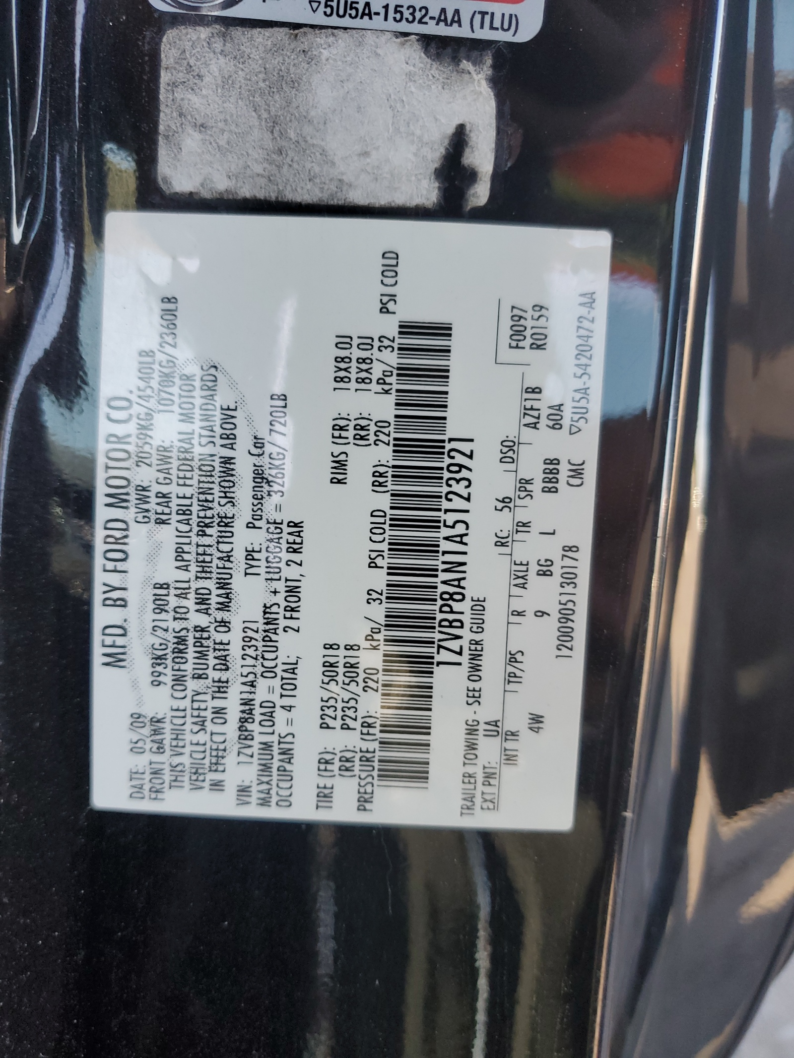 1ZVBP8AN1A5123921 2010 Ford Mustang