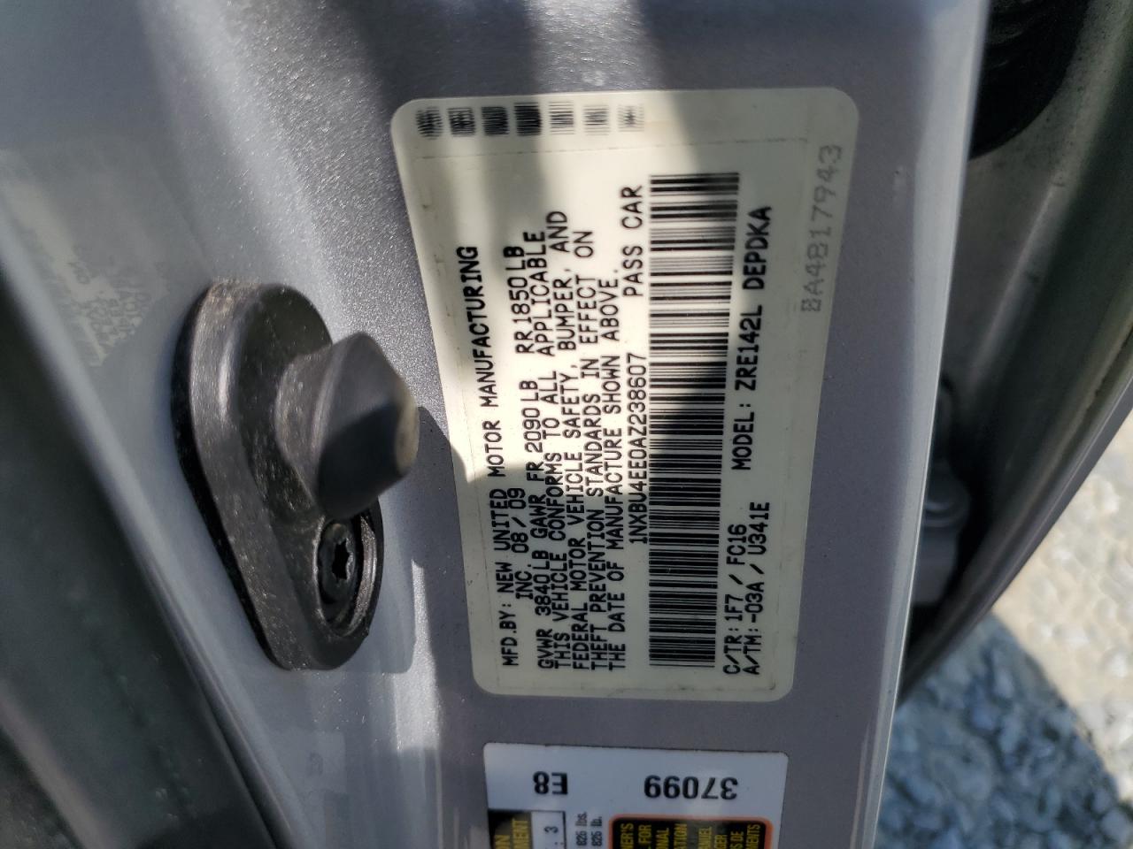 1NXBU4EE0AZ238607 2010 Toyota Corolla Base