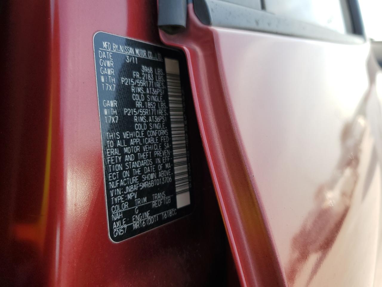 2011 Nissan Juke S VIN: JN8AF5MR6BT013706 Lot: 65983014