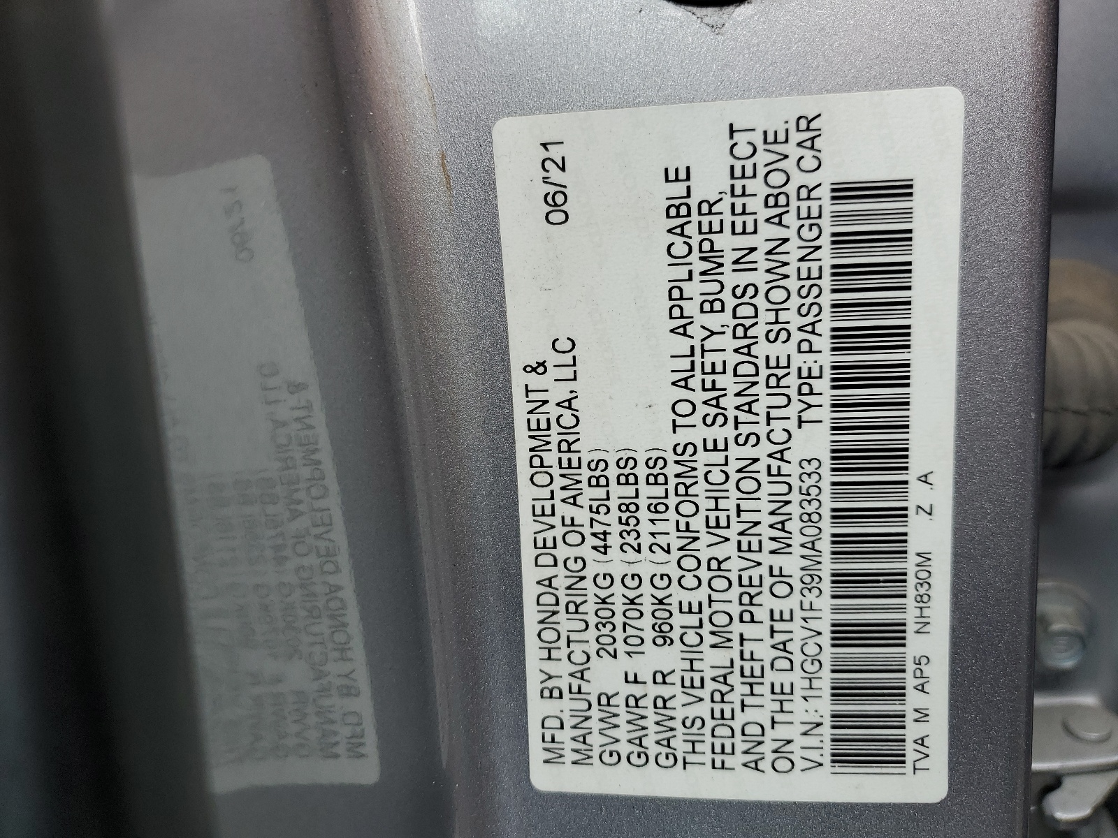 1HGCV1F39MA083533 2021 Honda Accord Sport