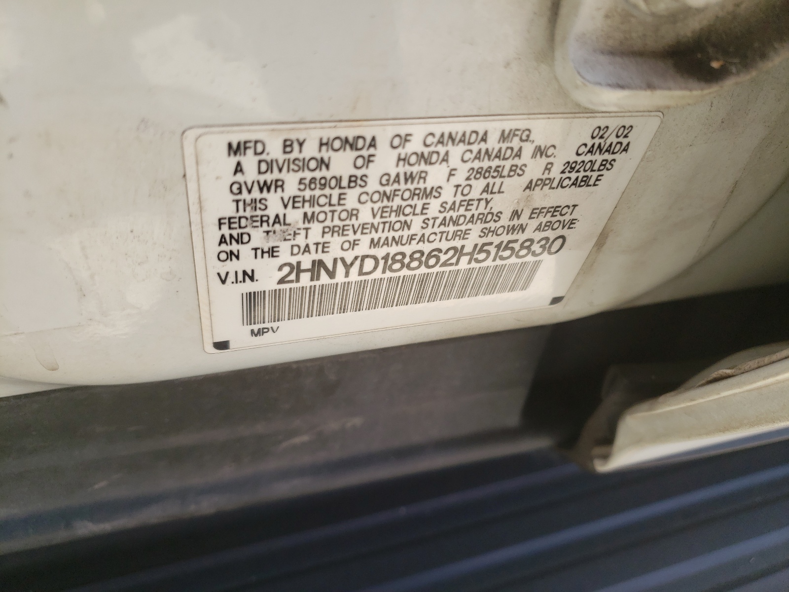 2HNYD18862H515830 2002 Acura Mdx Touring