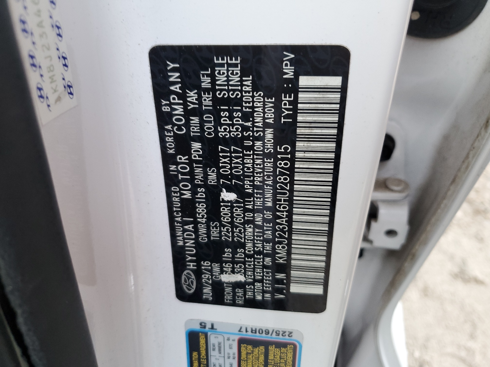 KM8J23A46HU287815 2017 Hyundai Tucson Se