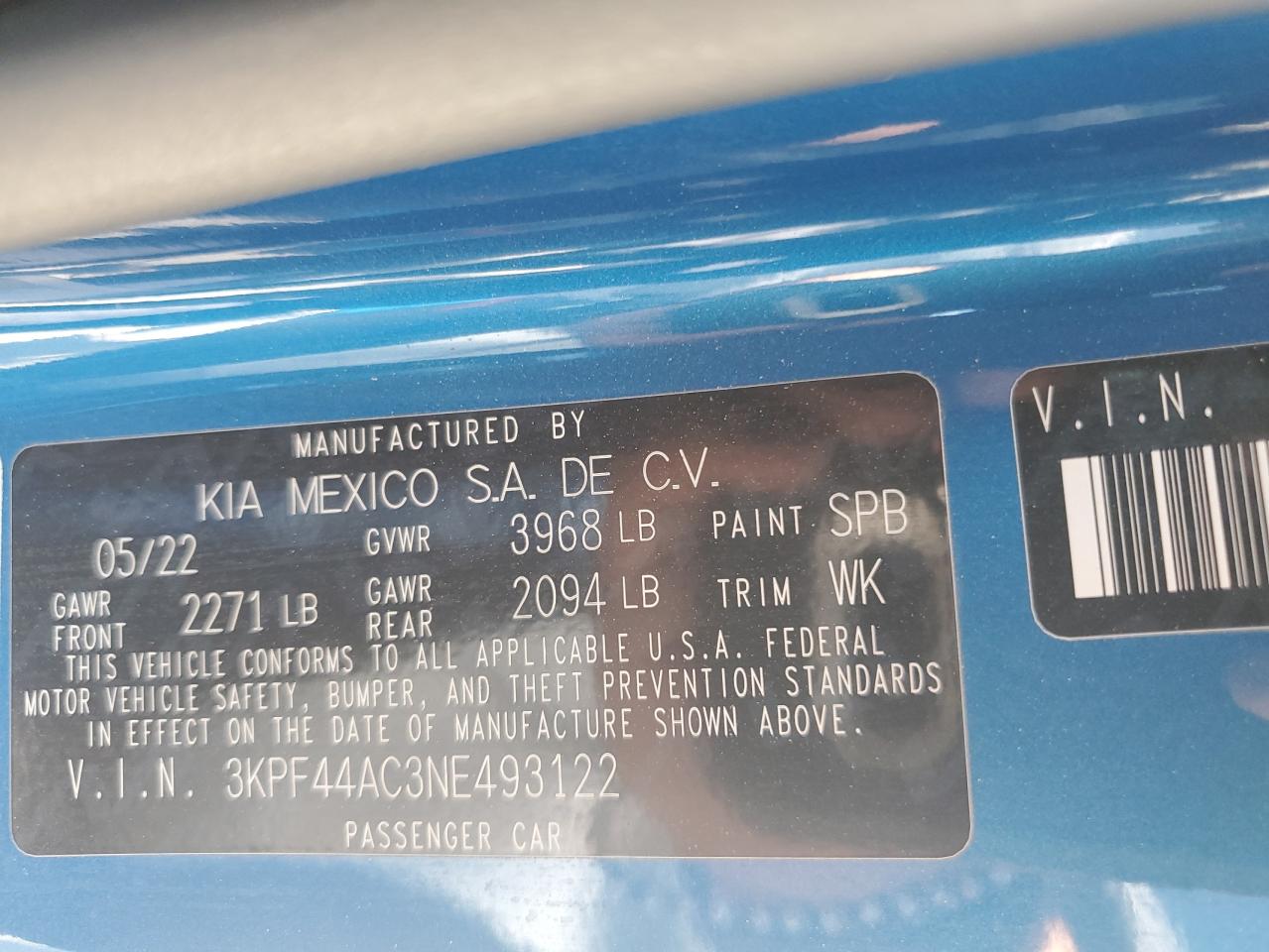 2022 Kia Forte Gt VIN: 3KPF44AC3NE493122 Lot: 66396614