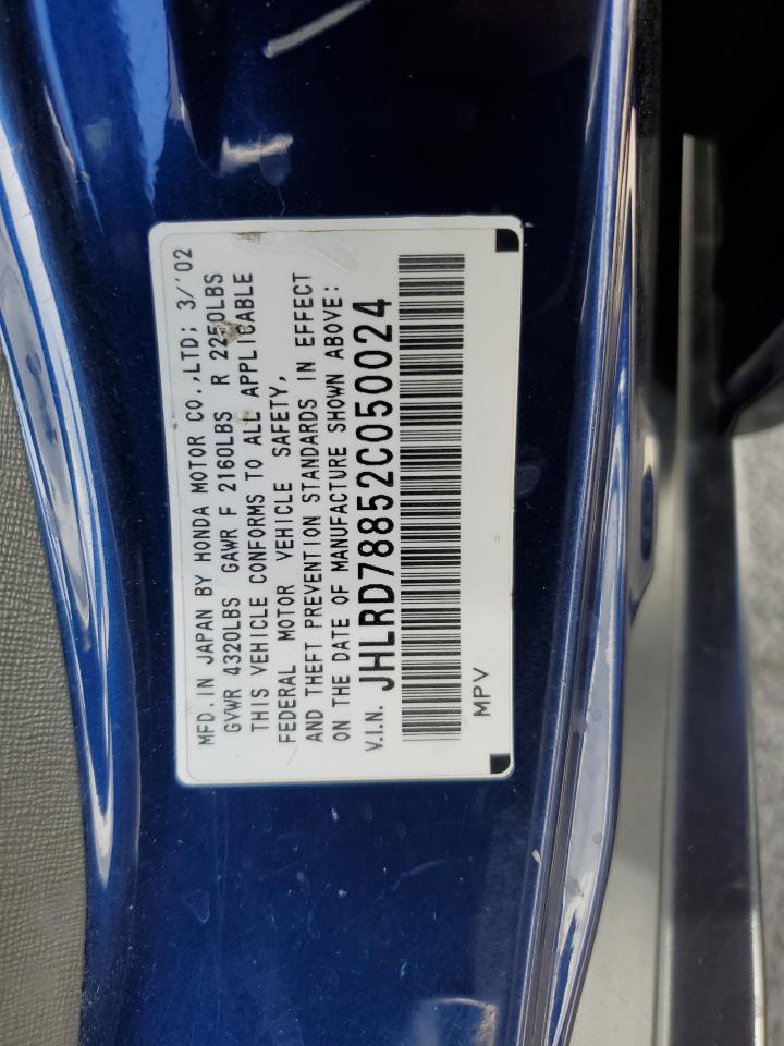 2002 Honda Cr-V Ex VIN: JHLRD78852C050024 Lot: 68541864