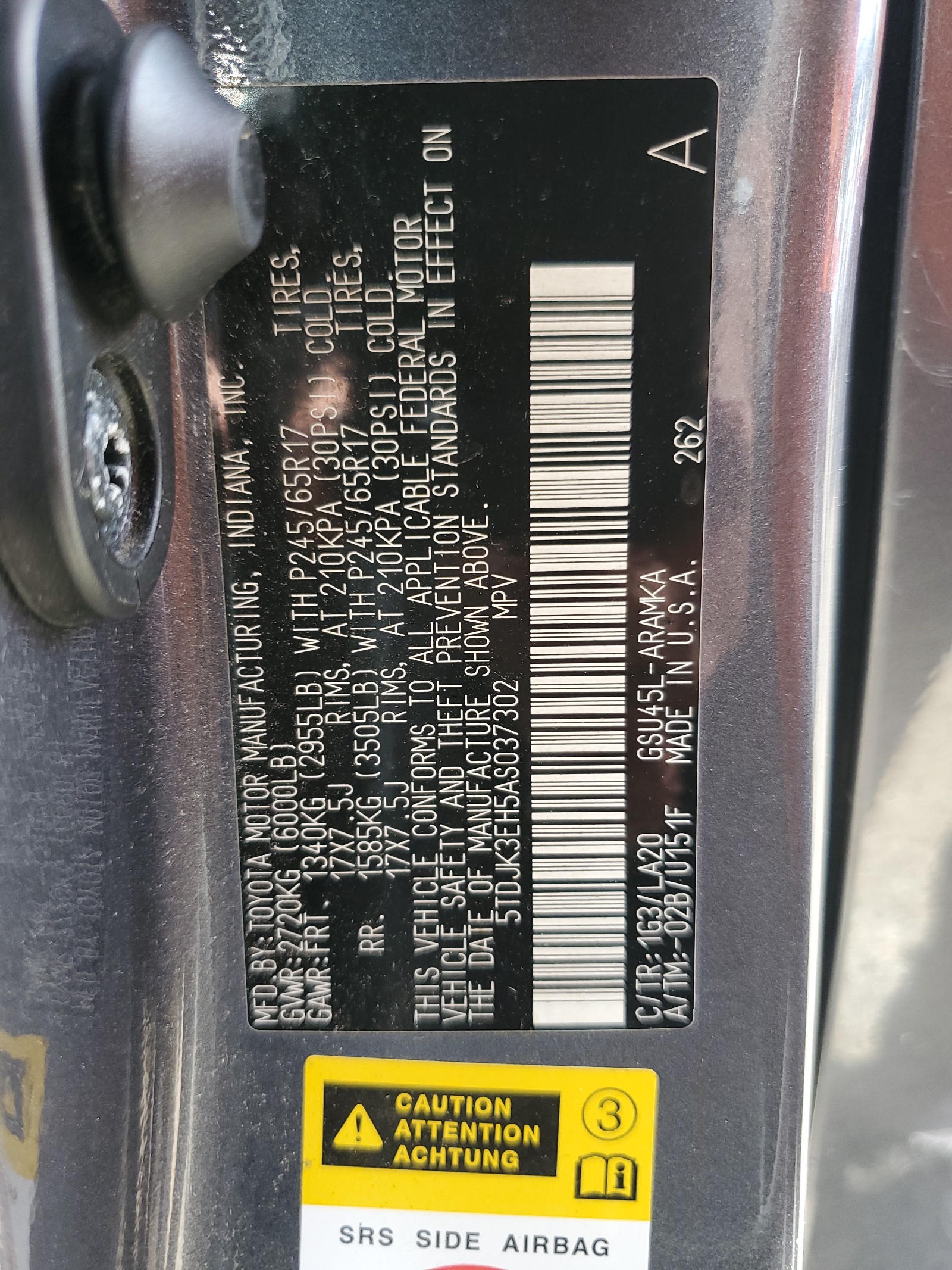 5TDJK3EH5AS037302 2010 Toyota Highlander Se