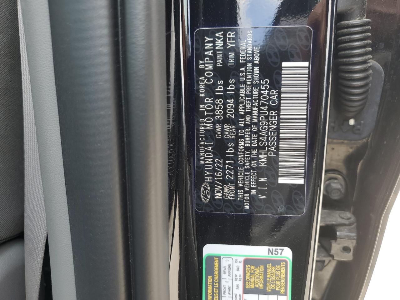 2023 Hyundai Elantra Sel VIN: KMHLS4AG9PU470455 Lot: 68164404